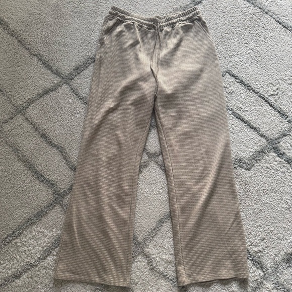 Mus + BomBon Colares Pants high waisted wide leg check tan brown cotton large - Picture 5 of 12